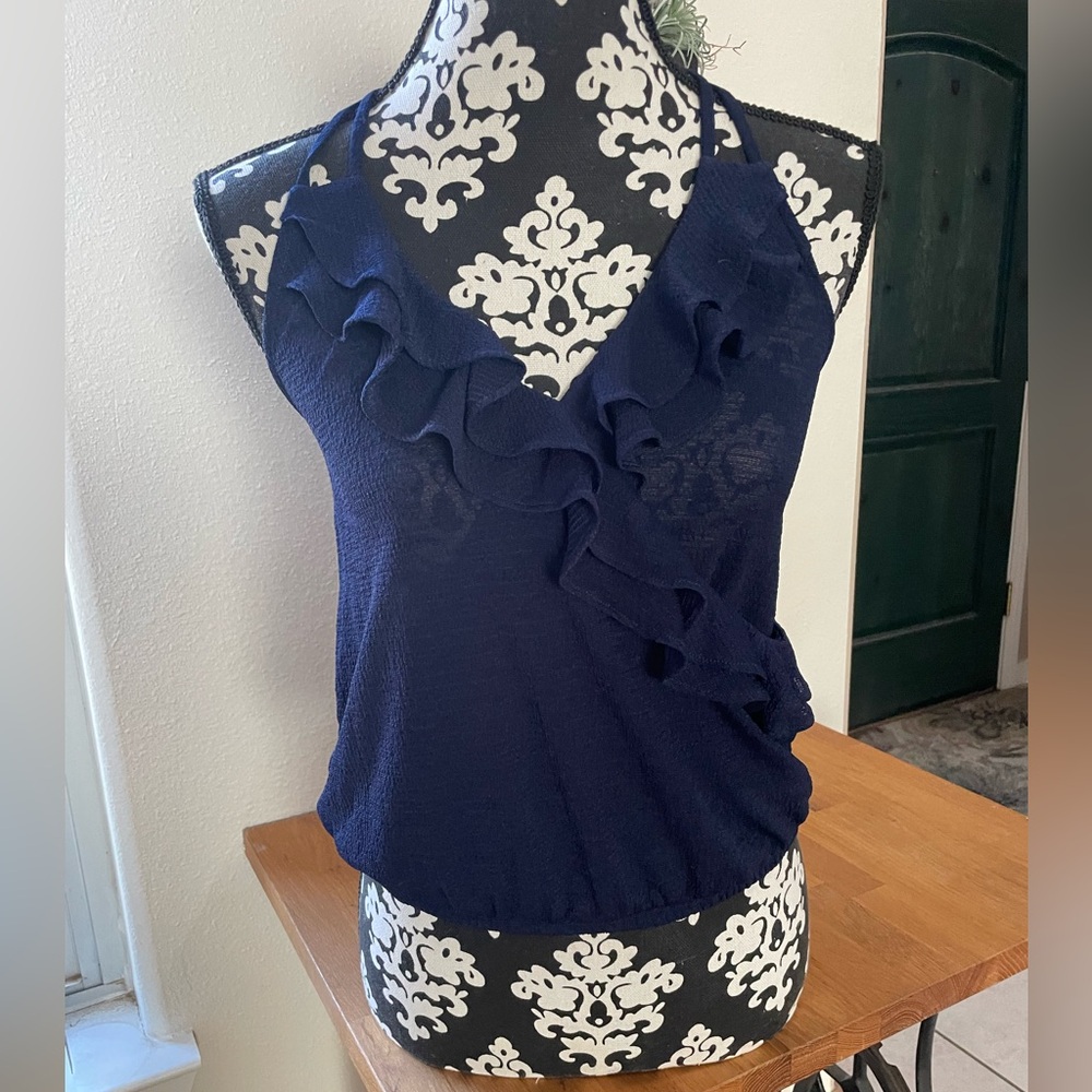 BNWT Women’s EXPRESS Navy Ruffle Camisole Top Size Small